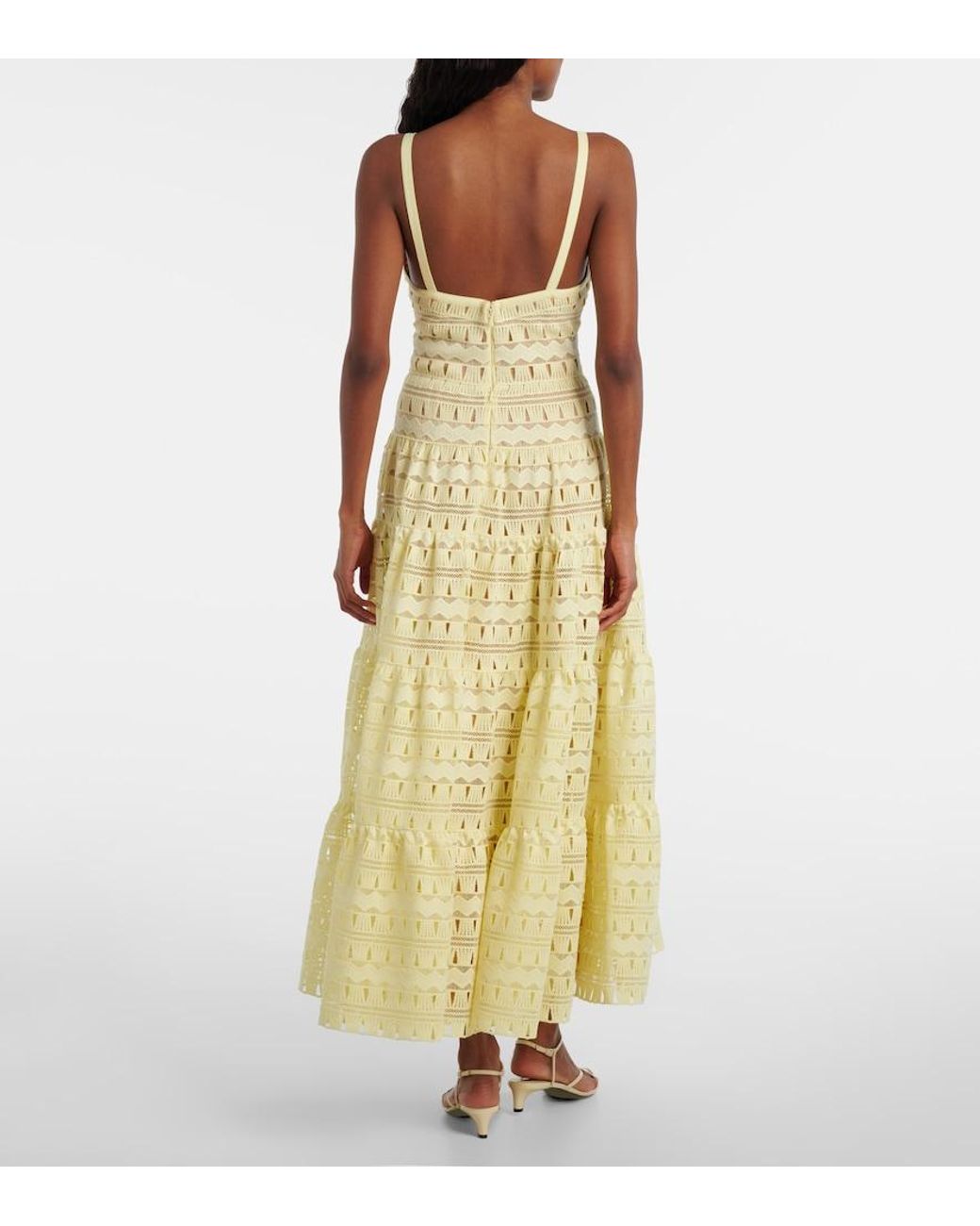 Elie Saab Yellow Macrame Midi Dress