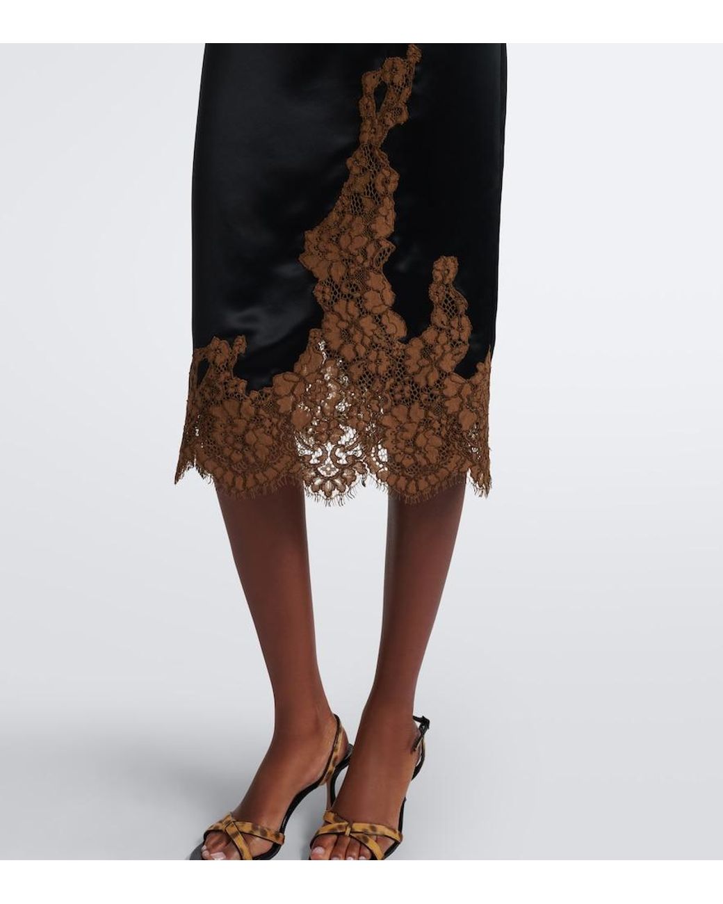 Dorothee Schumacher Black Lace-Trimmed Satin Slip Dress