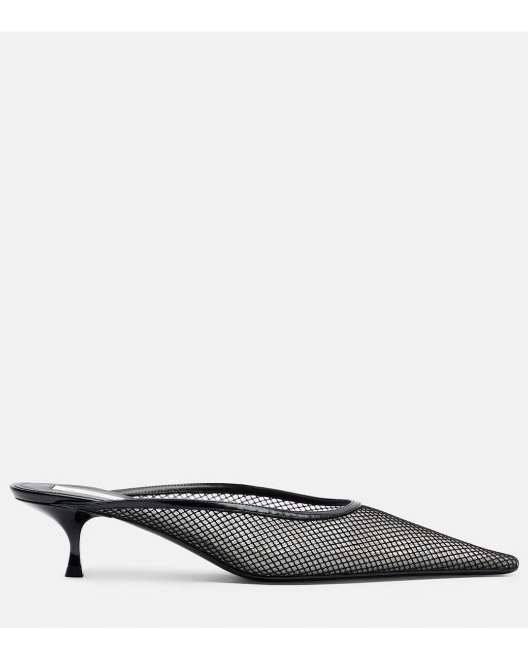 Victoria Beckham Black Leather-Trimmed Mesh Mules