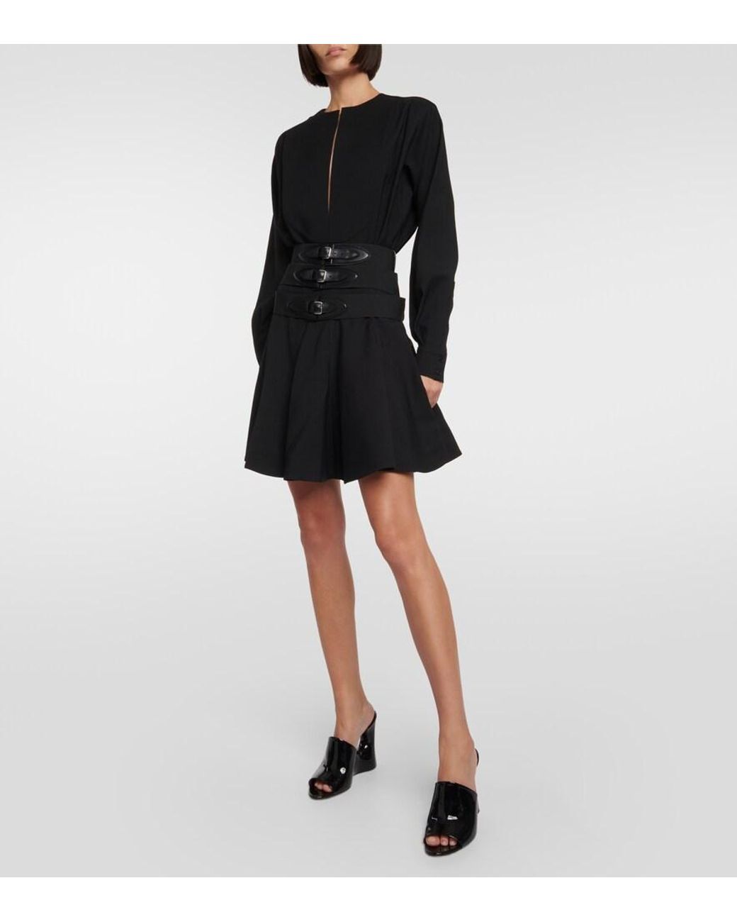 Alaïa Black Belted Wool Minidress