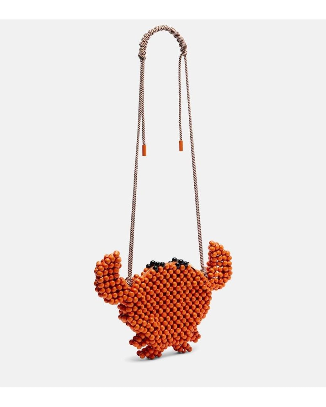 ALÉMAIS Red Crab Mini Beaded Crossbody Bag