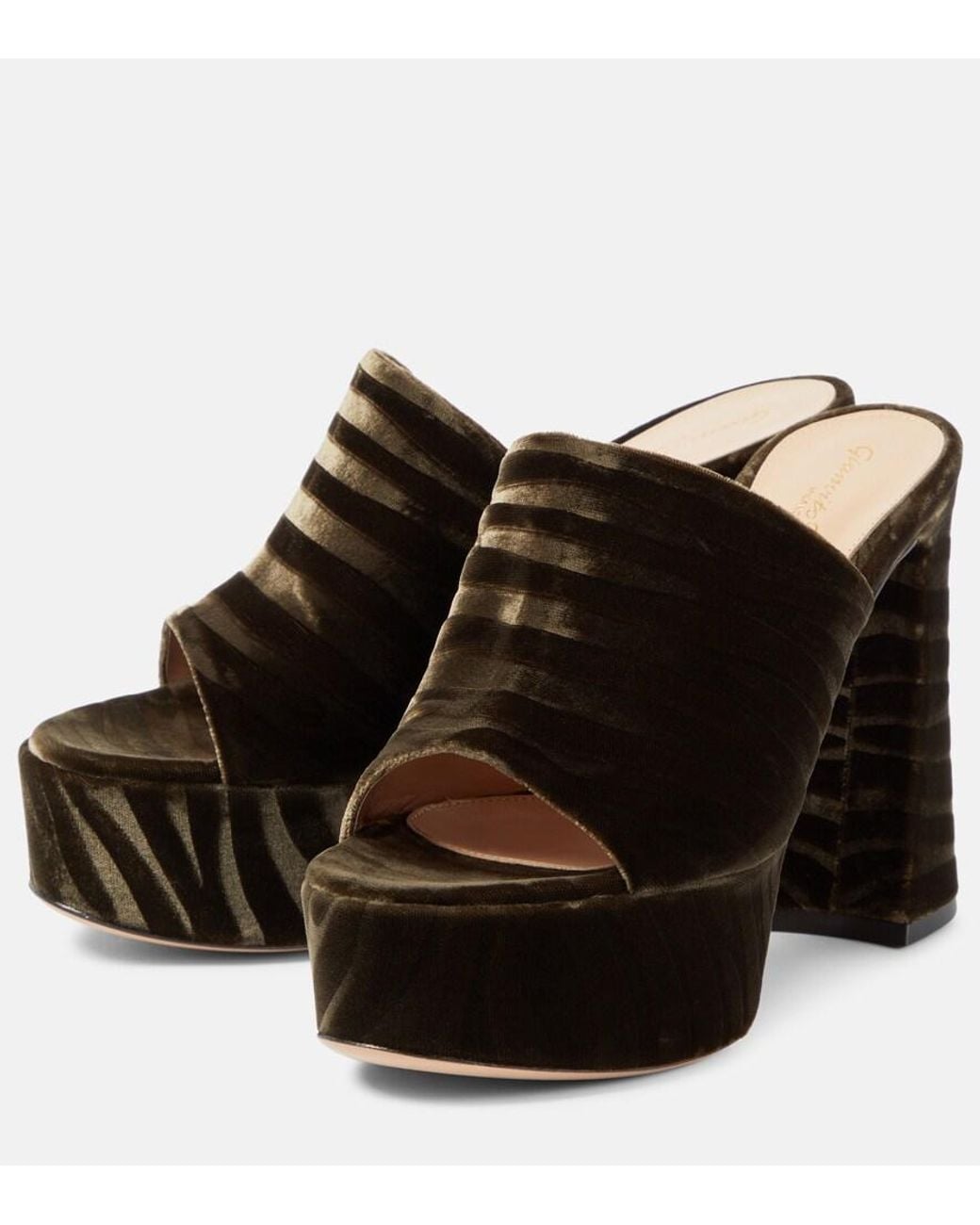 Gianvito Rossi Black Holly Zebra-Print Platform Mules