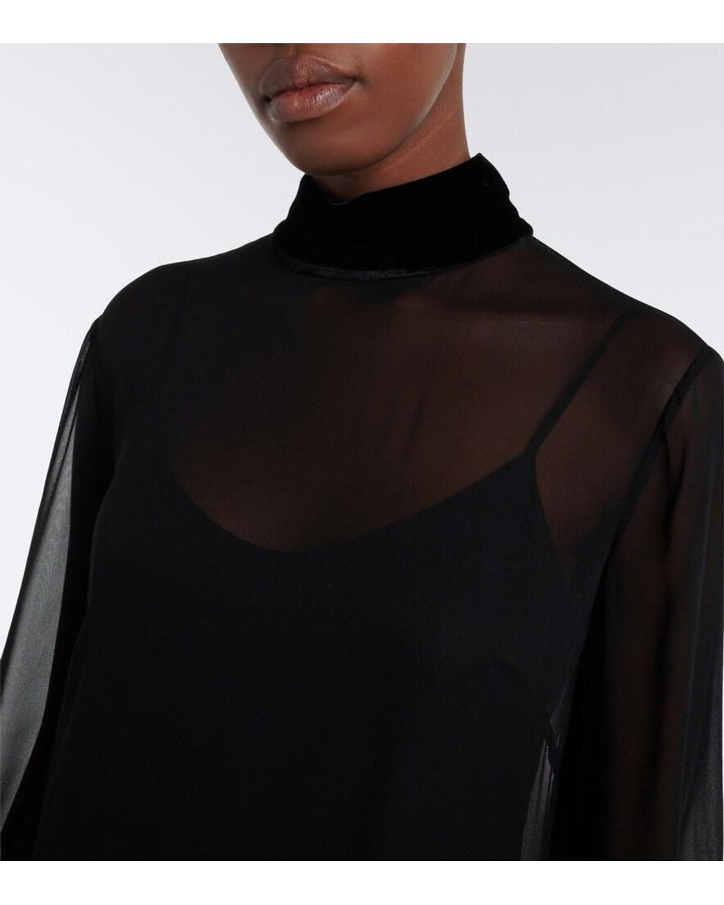Max Mara Black Elegante Silk Georgette Gown