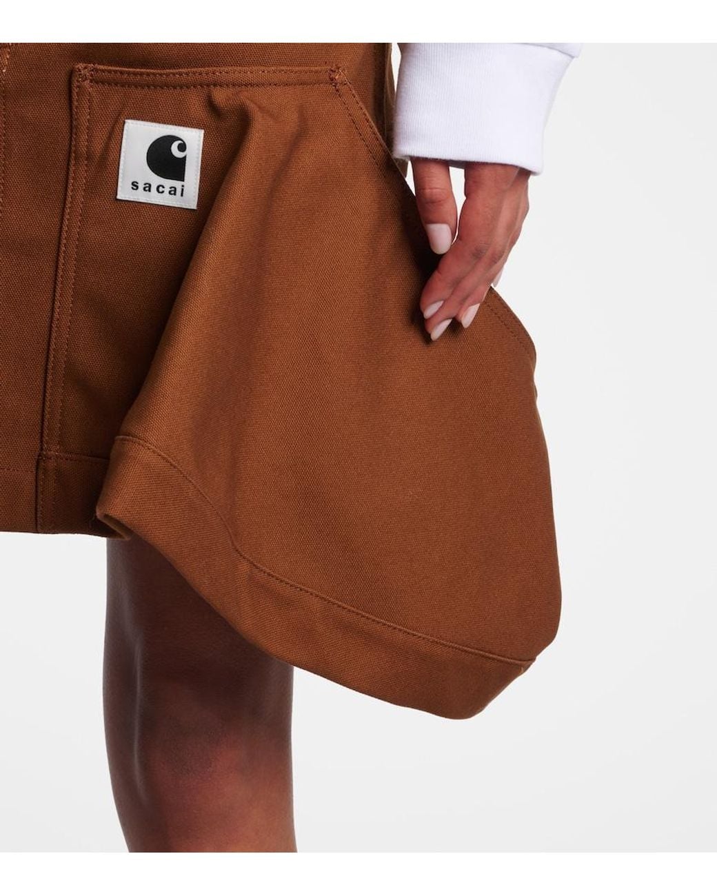 Sacai Brown X Carhartt Cotton Canvas Miniskirt