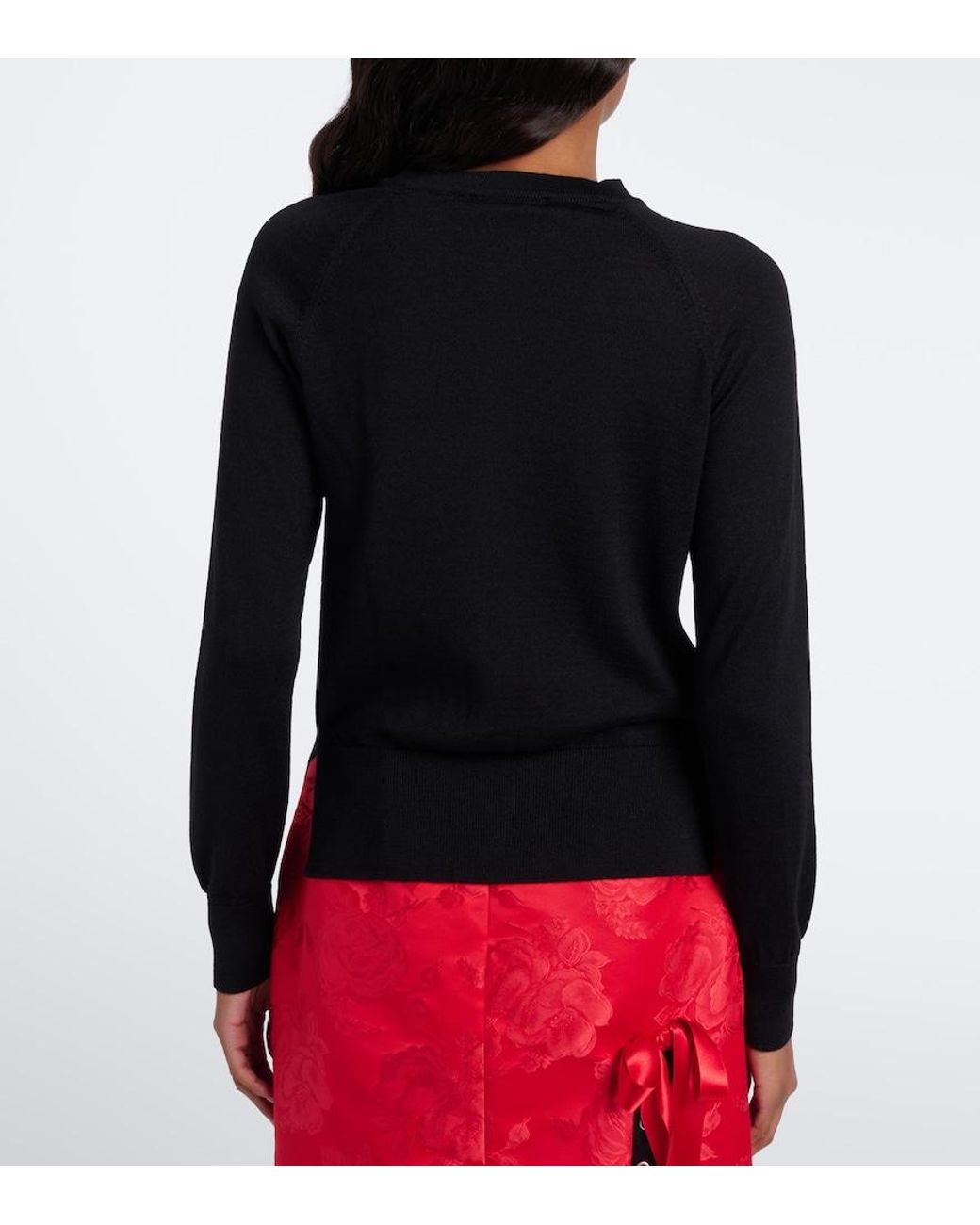 Simone Rocha Black Embellished Wool And Silk Cardigan
