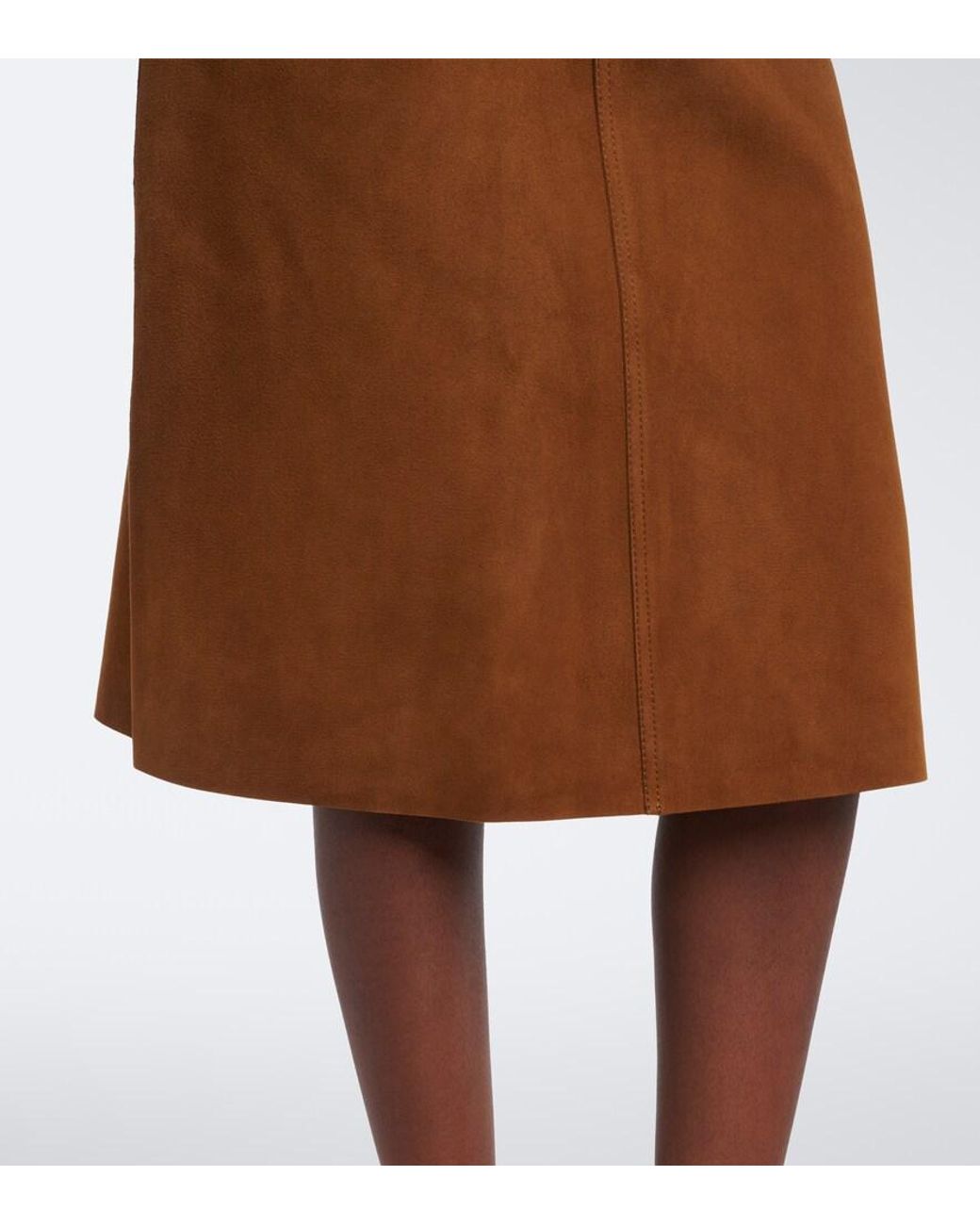 AMI Brown Suede Midi Skirt