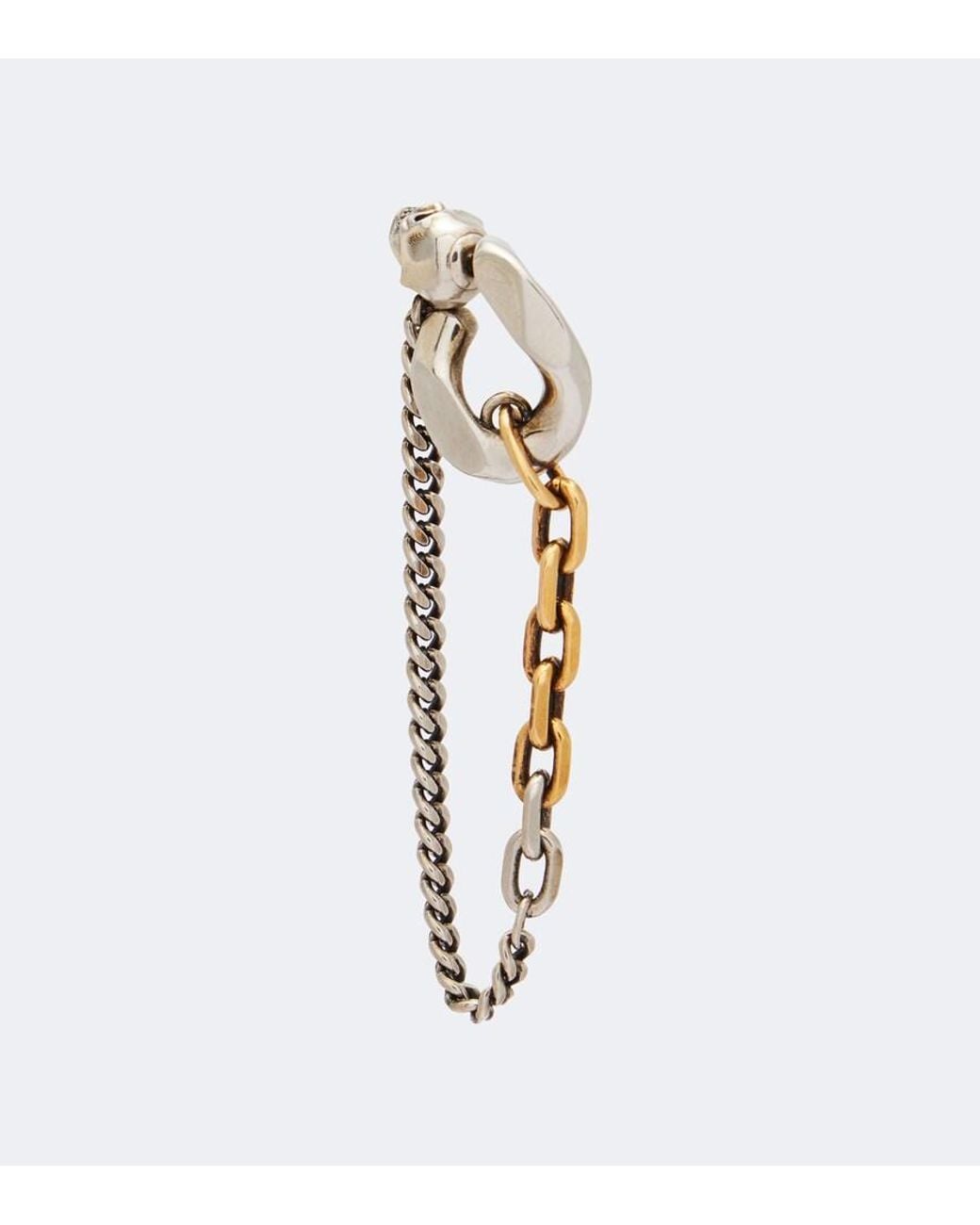 McQueen White Dual Chain Earrings