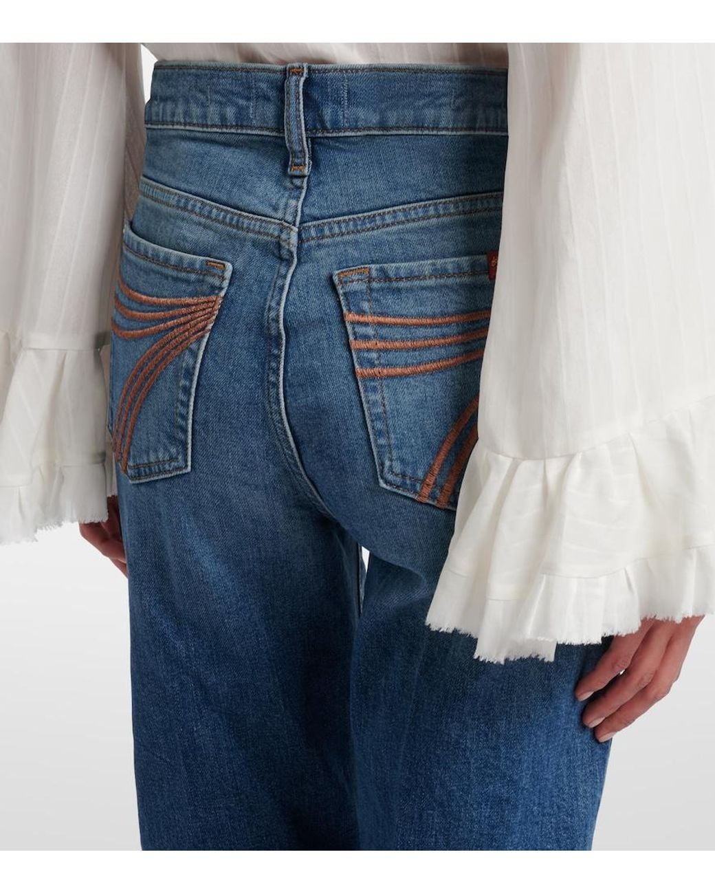 7 For All Mankind Blue Dojo Flared Jeans