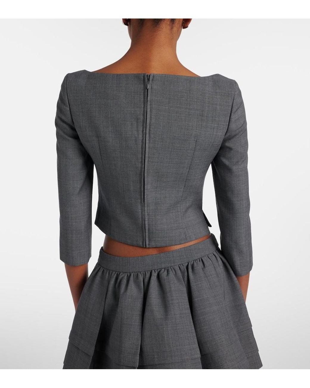 ShuShu/Tong Gray Bow-Detail Cutout Top