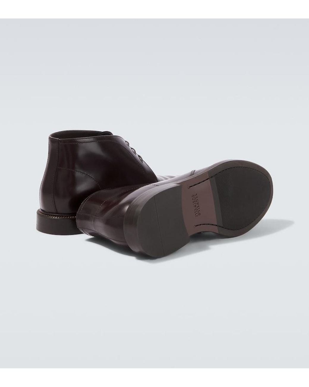 Brunello Cucinelli Brown Leather Ankle Boots for men