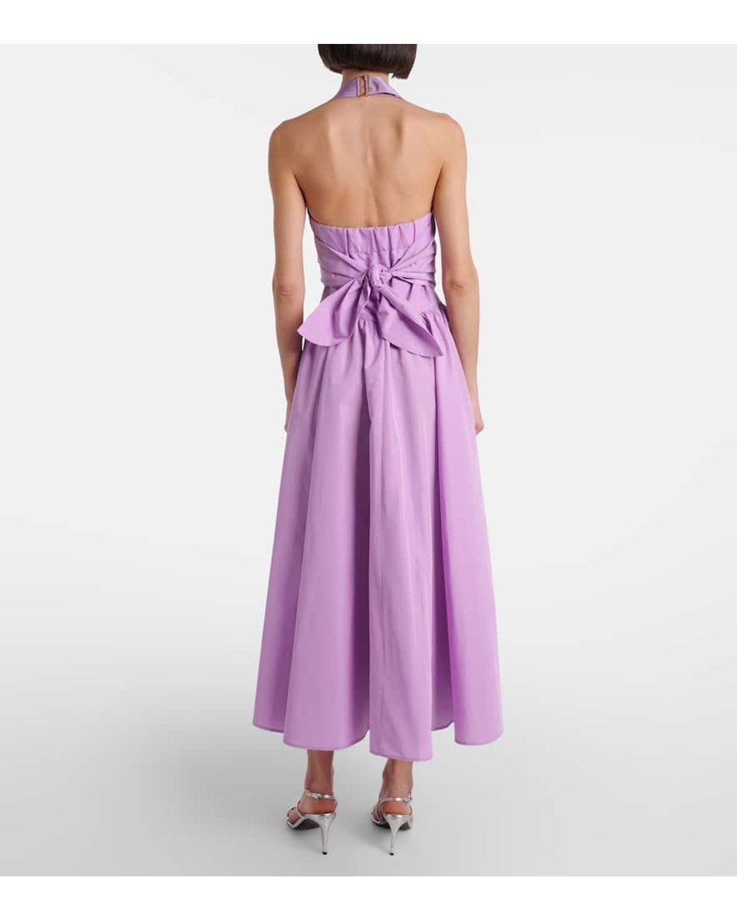 人気 【PATOU】Gathered faille midi dress コットン ミニドレス Patou Gathered Faille Midi Dress in Purple | Lyst