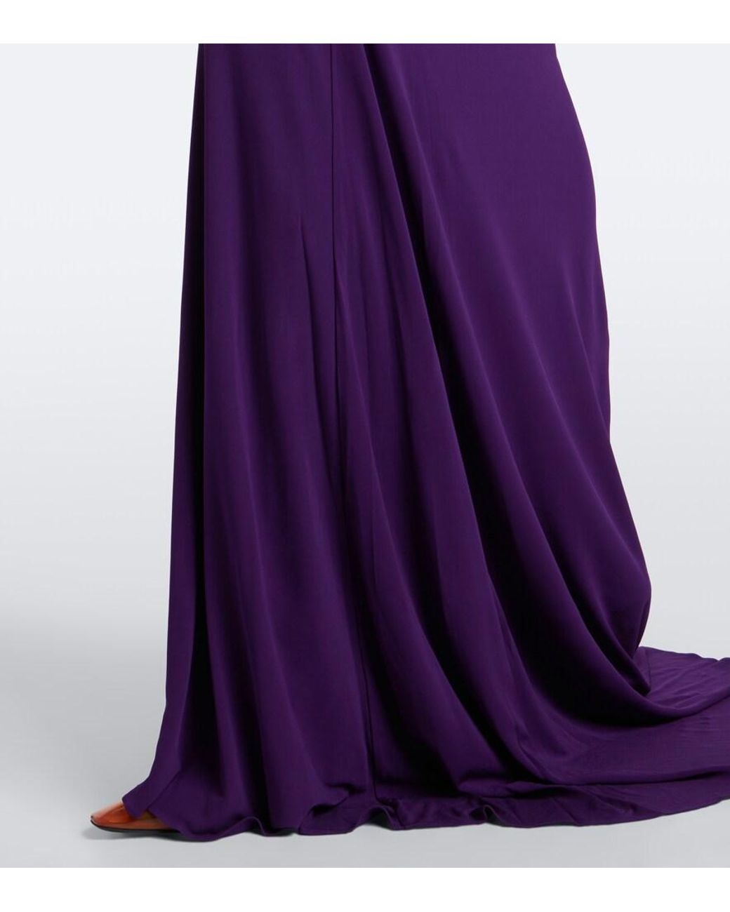 Alex Perry Purple Draped Halterneck Jersey Gown