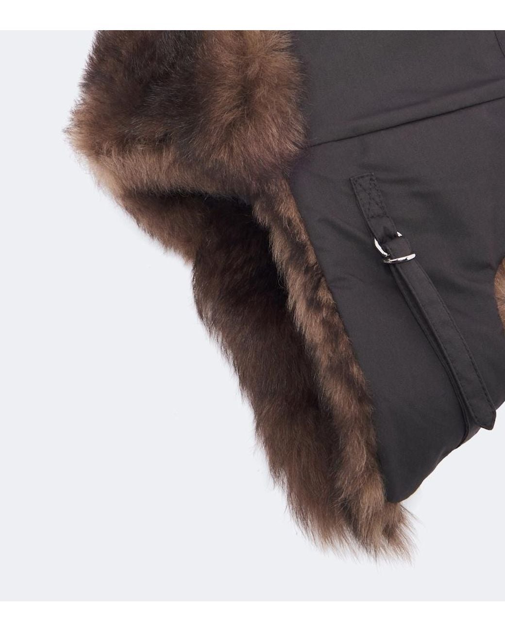 Lemaire Brown Shearling-Trimmed Cotton-Blend Aviator Hat