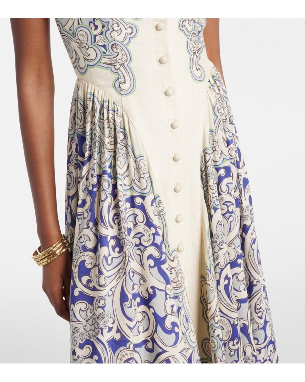 ALÉMAIS White Printed Linen-Blend Dress