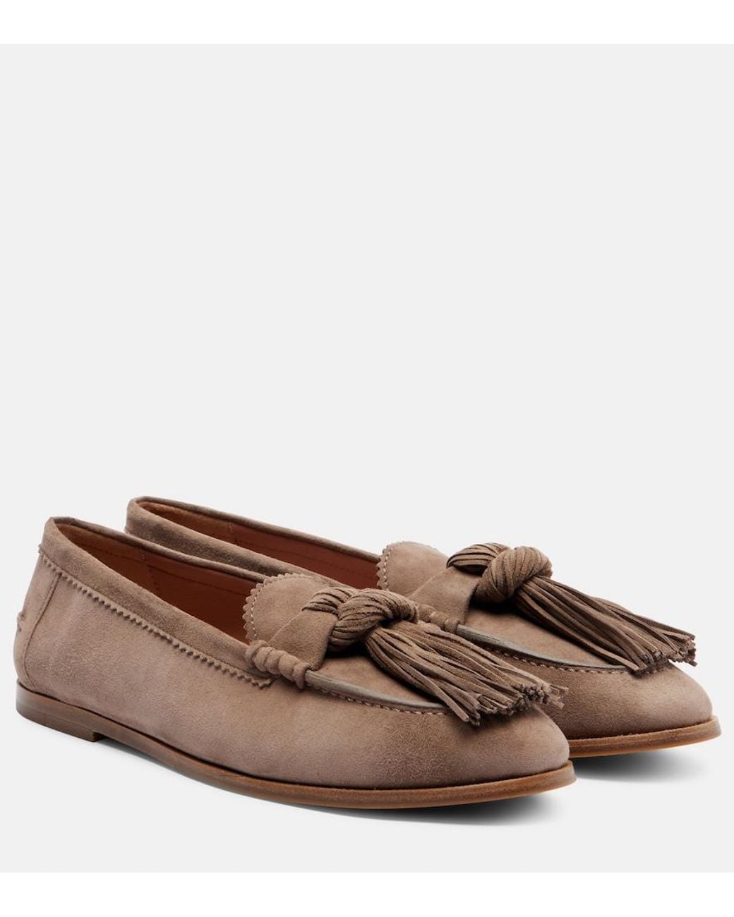 Aquazzura Brown Freddie Suede Loafers