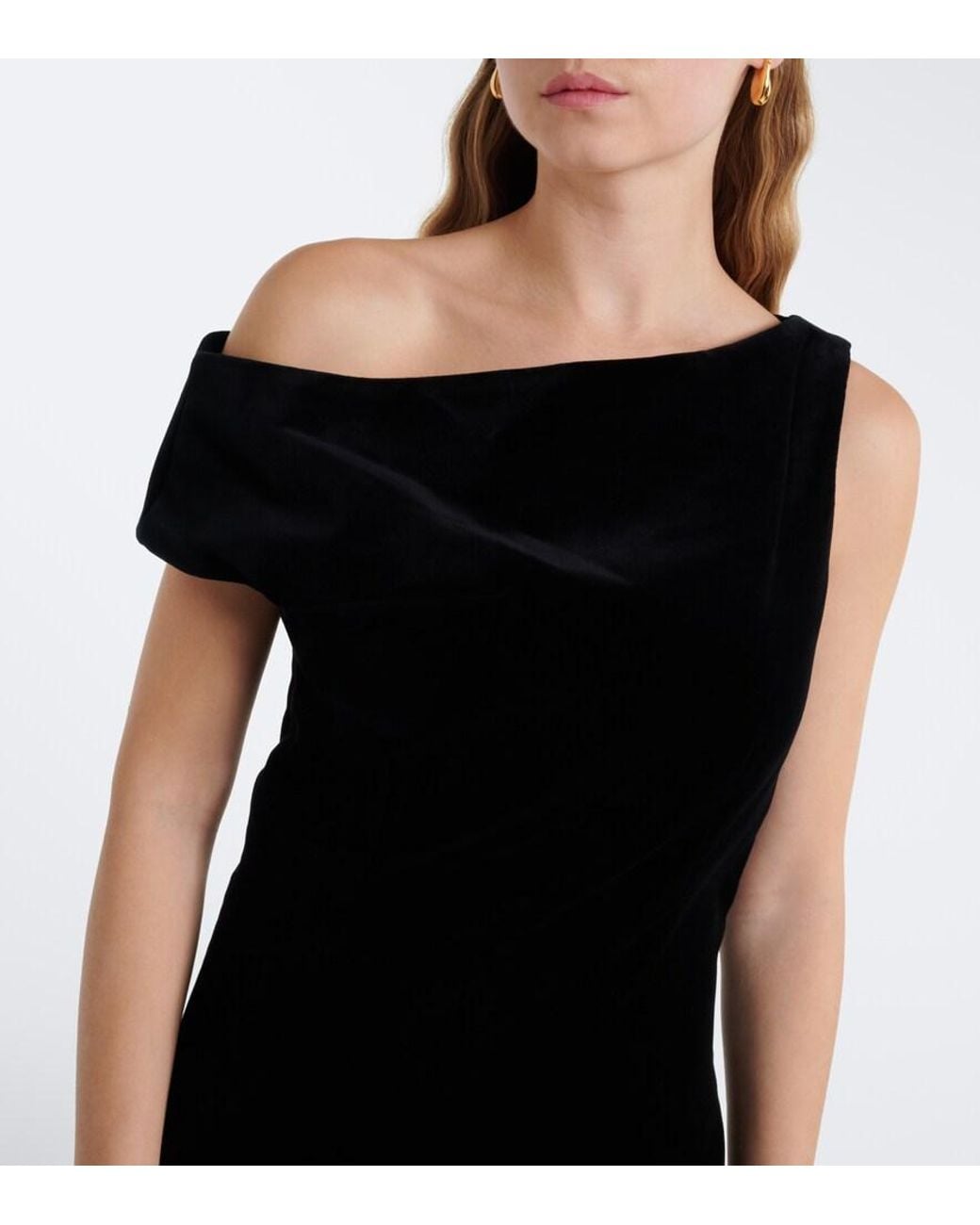 Rohe Black Asymmetric Cotton Velvet Gown