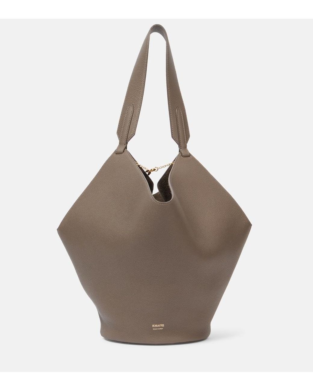 Khaite Brown Lotus Small Leather Tote Bag