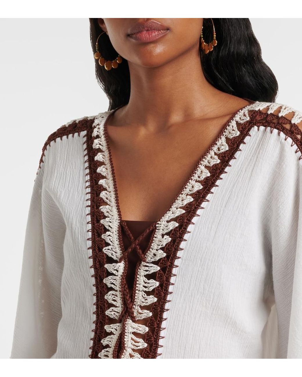 Anna Kosturova White Crochet Cotton Kaftan