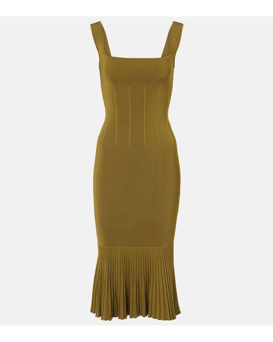 Galvan Green Atalanta Knitted Midi Dress