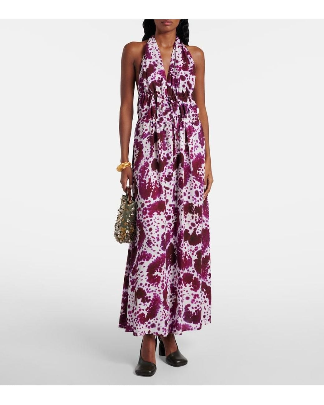 Dries Van Noten Purple Printed Maxi Dress