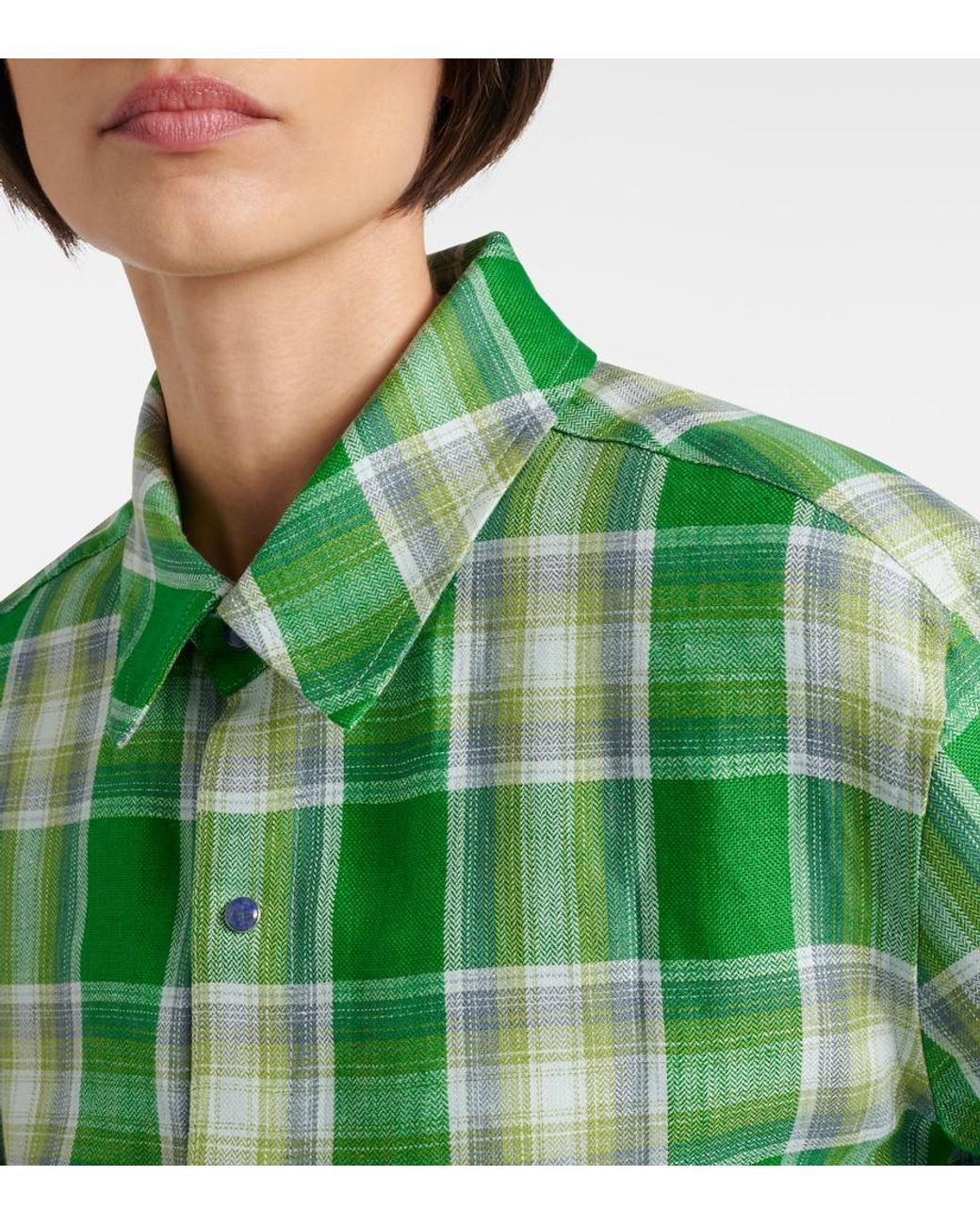 God's True Cashmere Green Harbor Linen Shirt With Lapis Lazuli