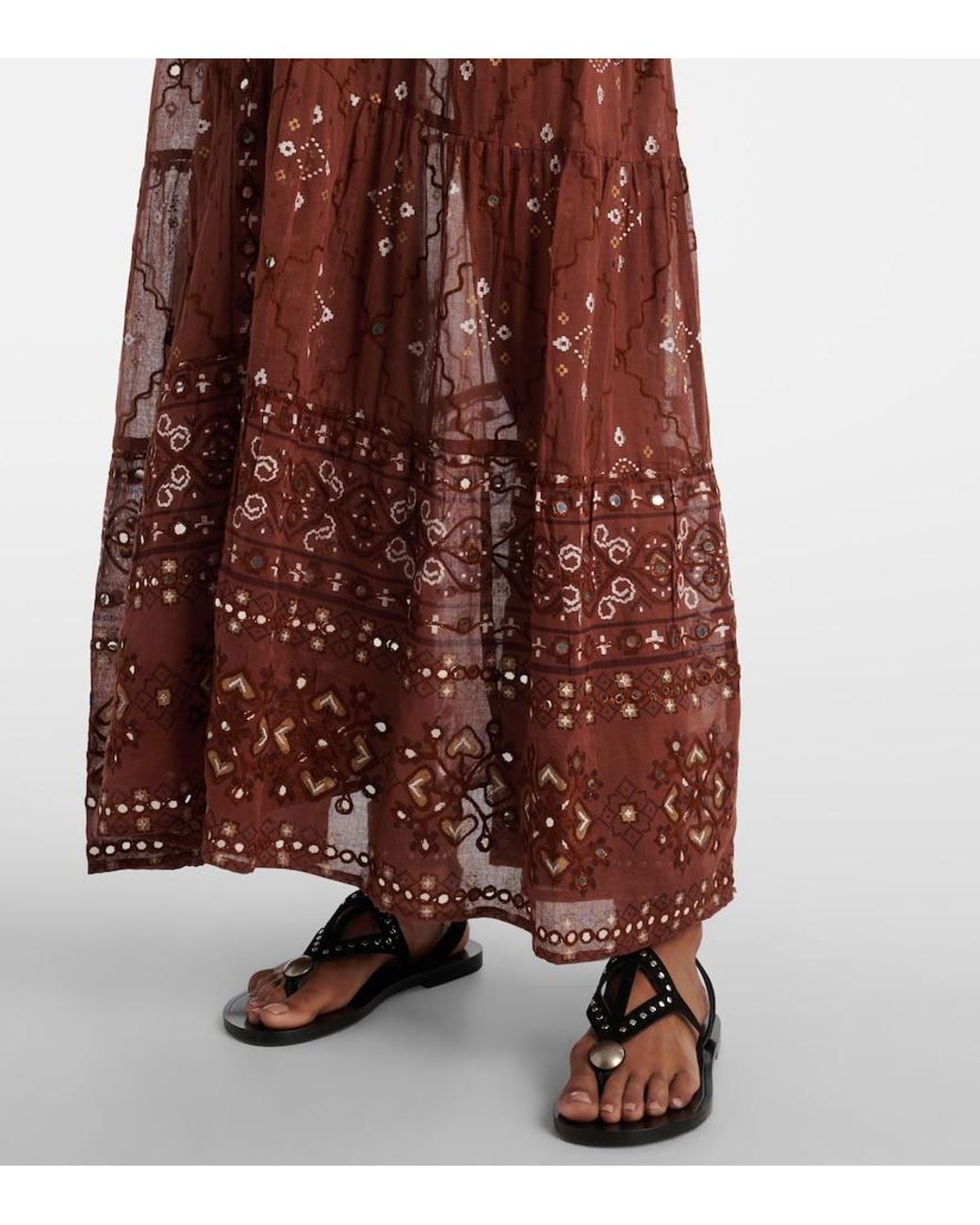 Juliet Dunn Red Printed Cotton Maxi Dress