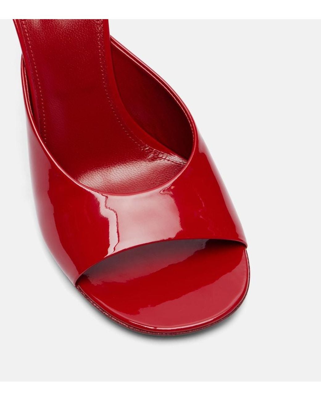 Dries Van Noten Red Patent Leather Wedge Mules