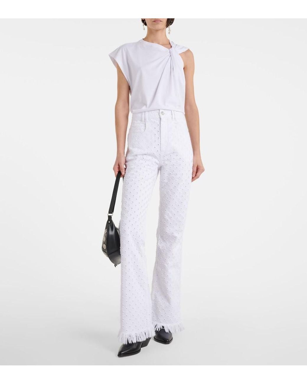 Isabel Marant White Alvira High-Rise Flared Jeans