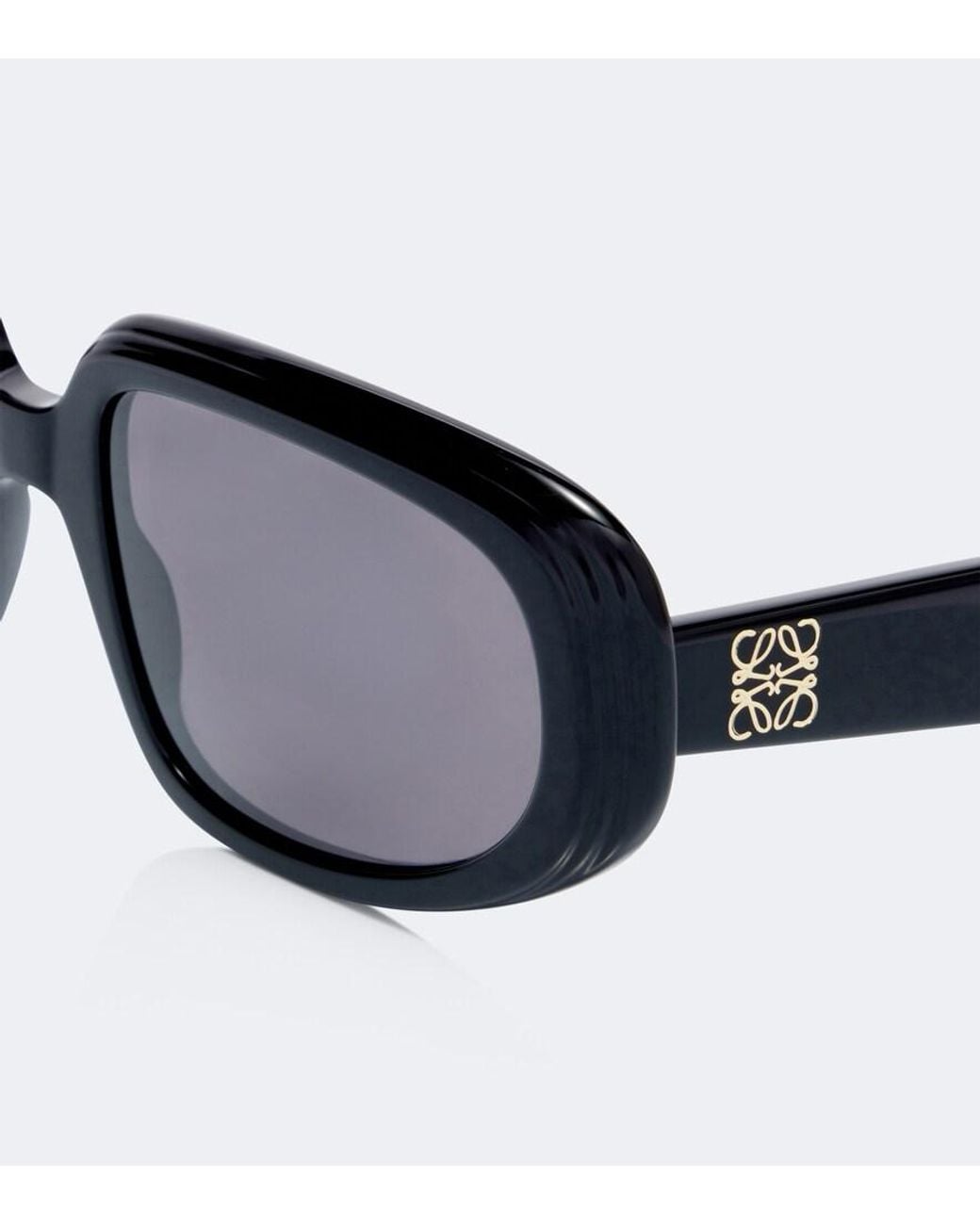 Loewe Black Mini Anagram Steps Rectangular Sunglasses