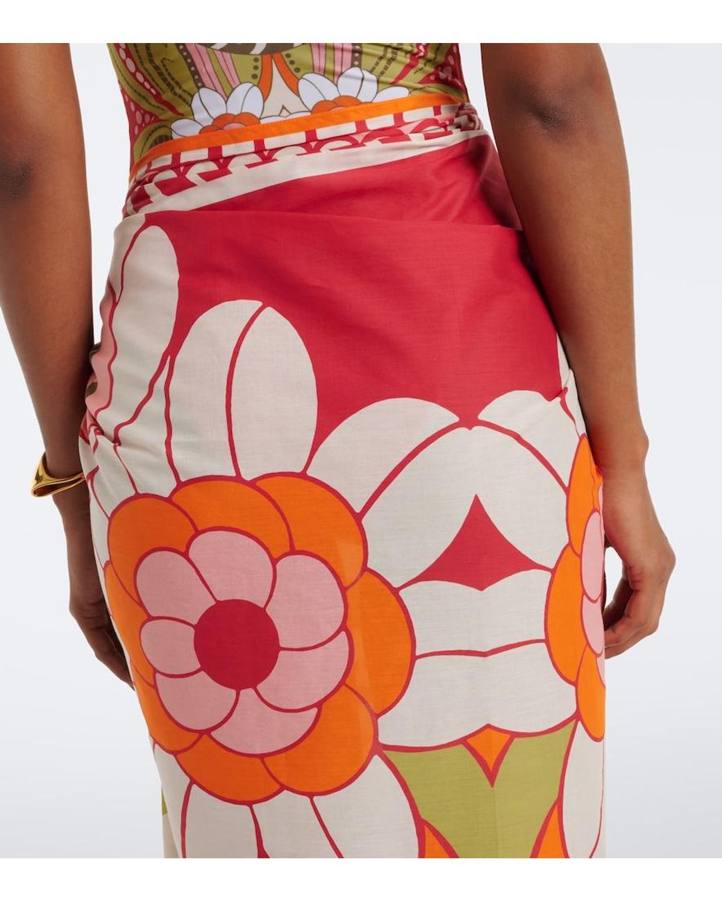 LaDoubleJ Red Printed Cotton Beach Cover-Up