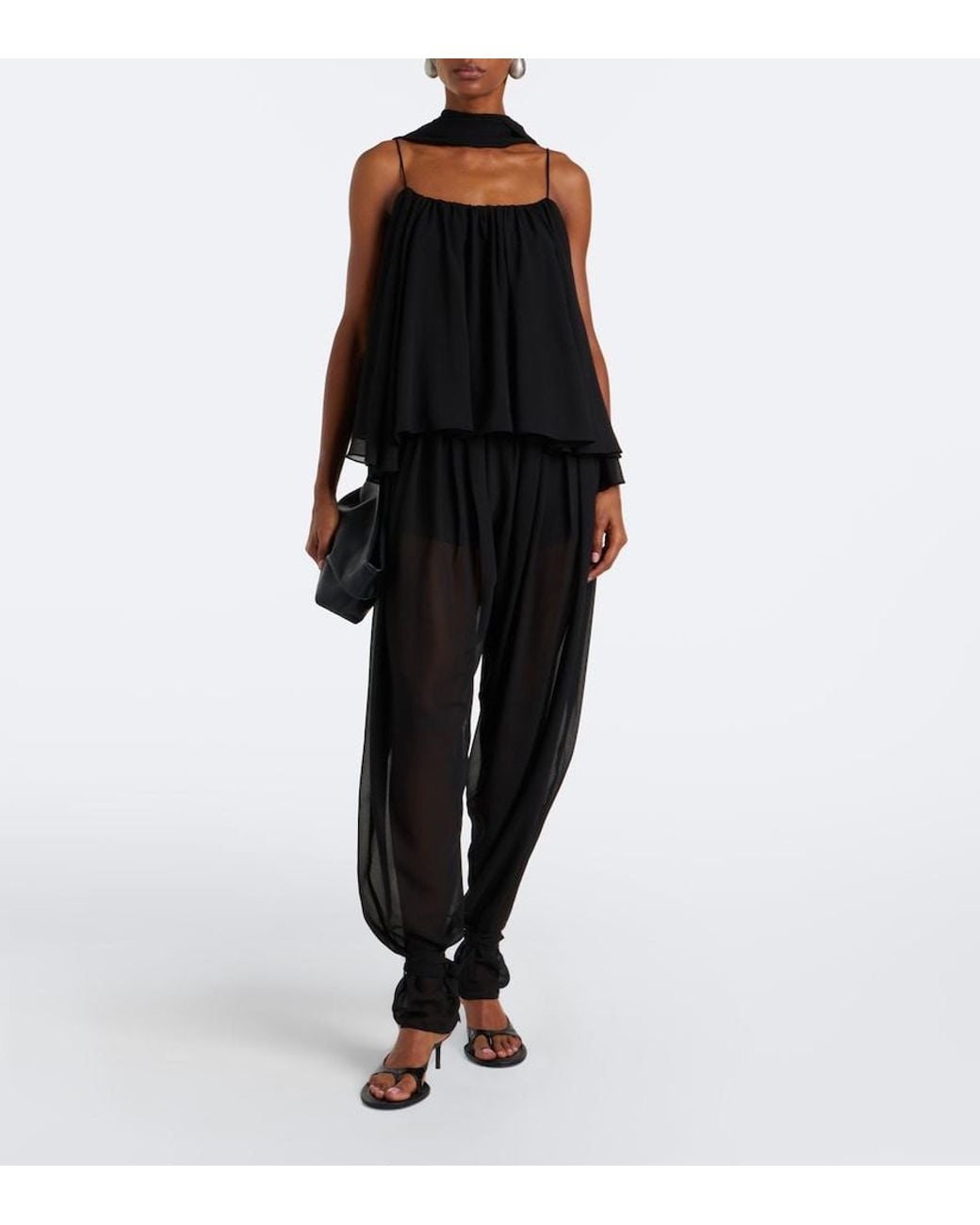 De La Vali Black Agapito Georgette Top