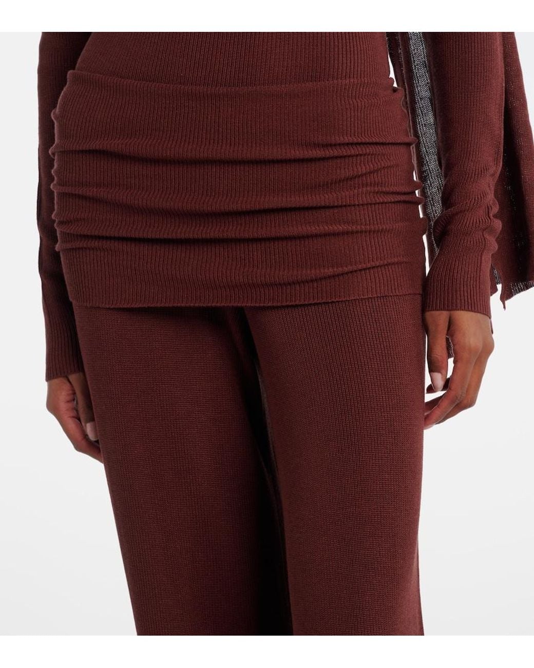 AYA MUSE Red Silk-Blend Wide-Leg Pants
