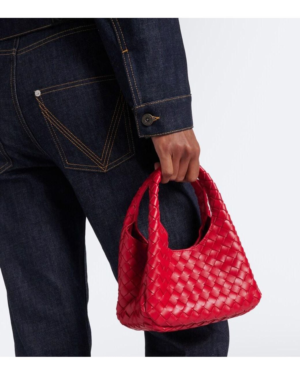 Bottega Veneta Red Baby Campana Leather Top-Handle Bag
