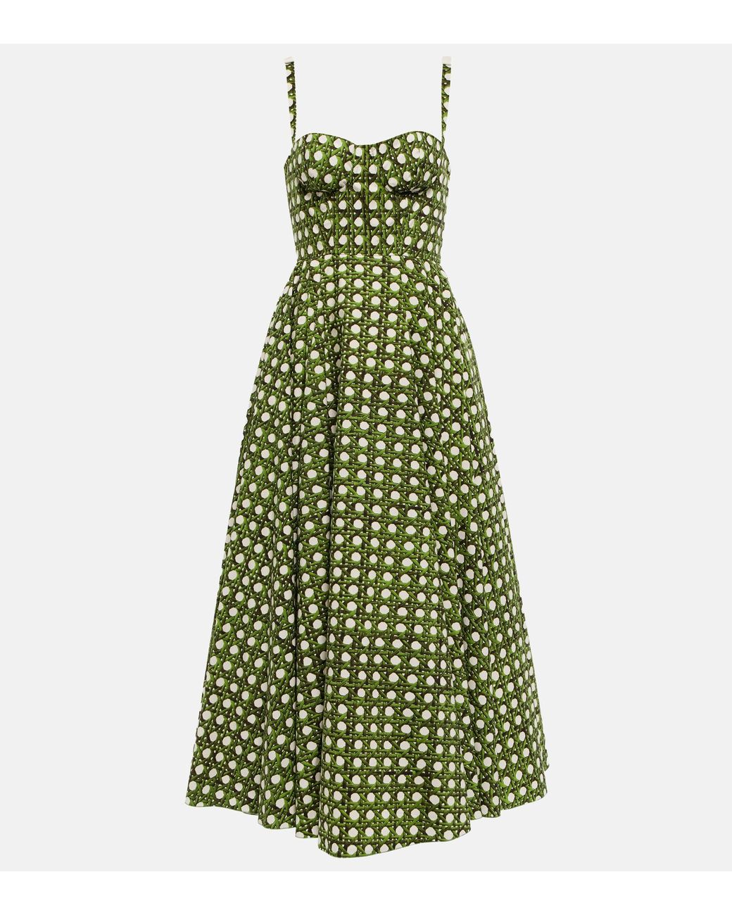 Giambattista Valli Printed Cotton Midi Dress in Green | Lyst