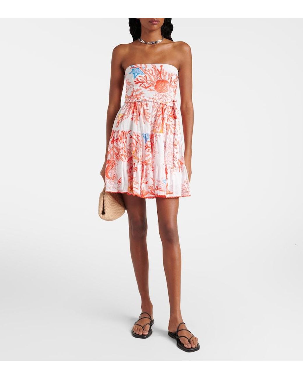 Poupette Red Christine Printed Cotton Minidress