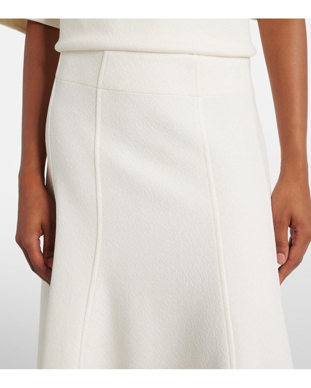 Jil Sander White Knitted Midi Skirt