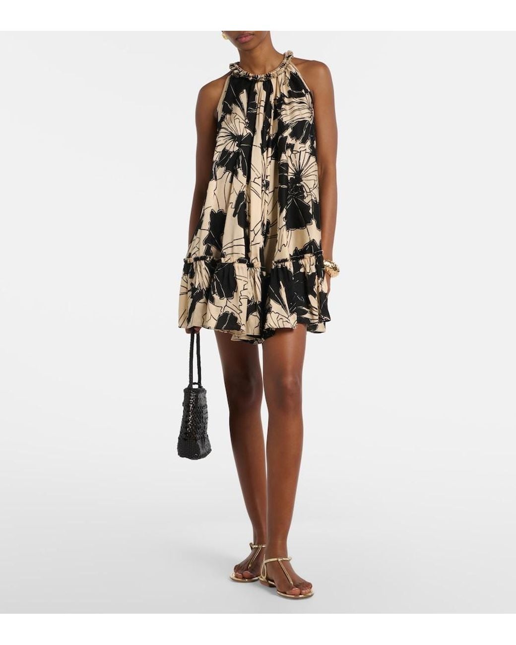 Poupette Black Cleo Floral Halterneck Minidress