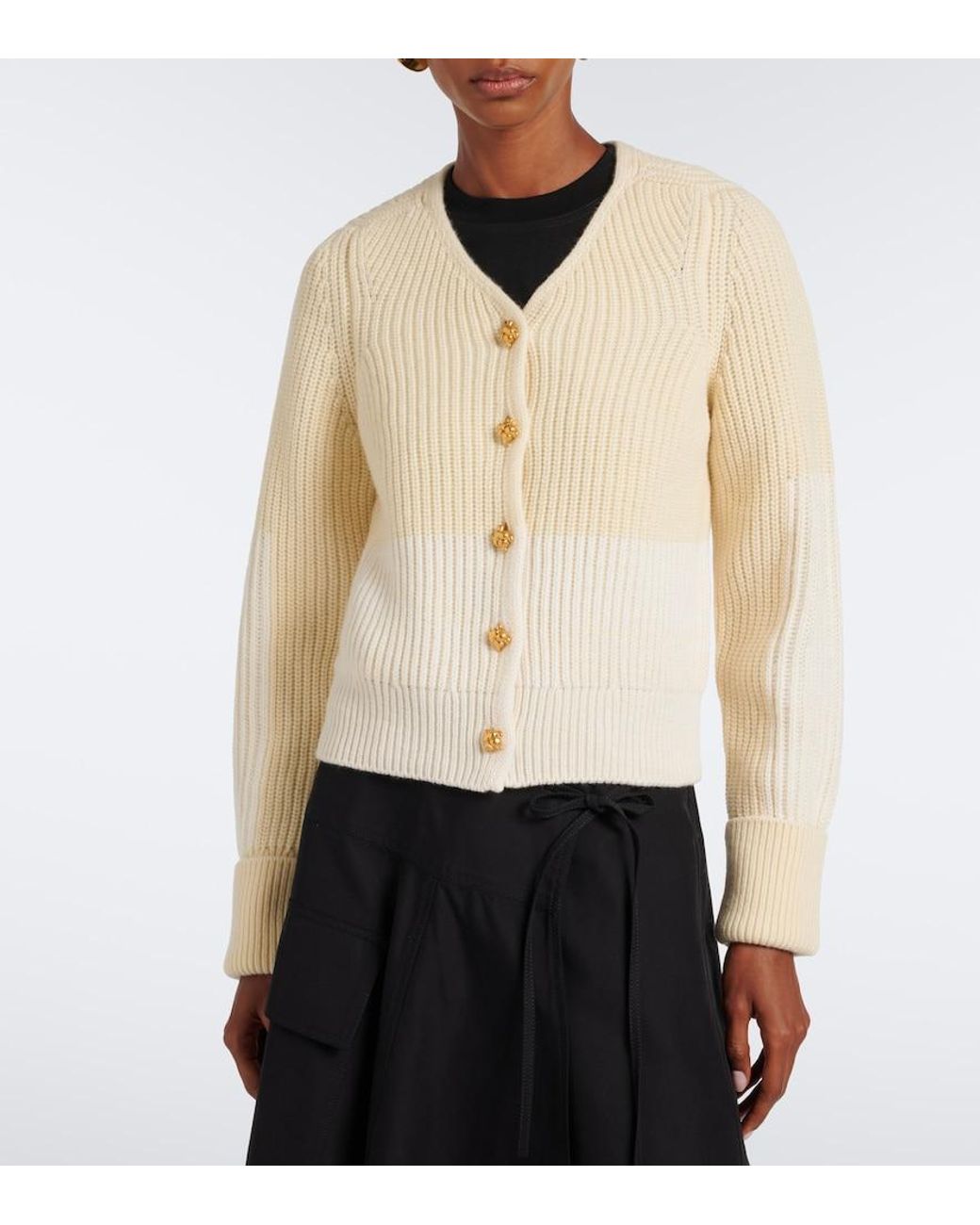 Bottega Veneta White Ribbed-Knit Wool And Cashmere Cardigan