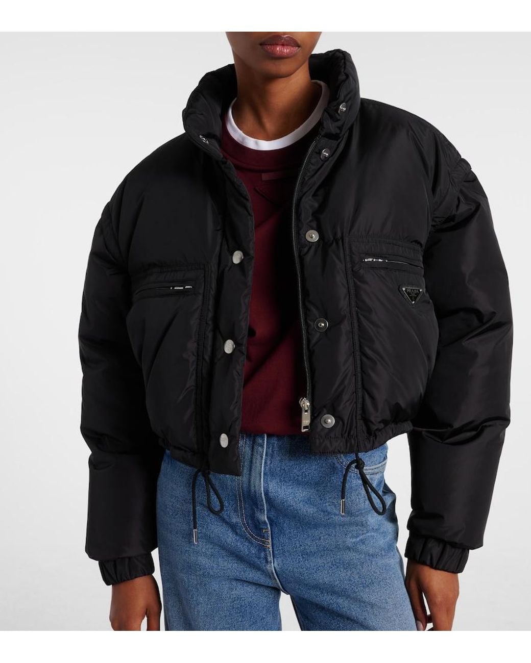 Prada Black Re-Nylon Cropped Down Jacket