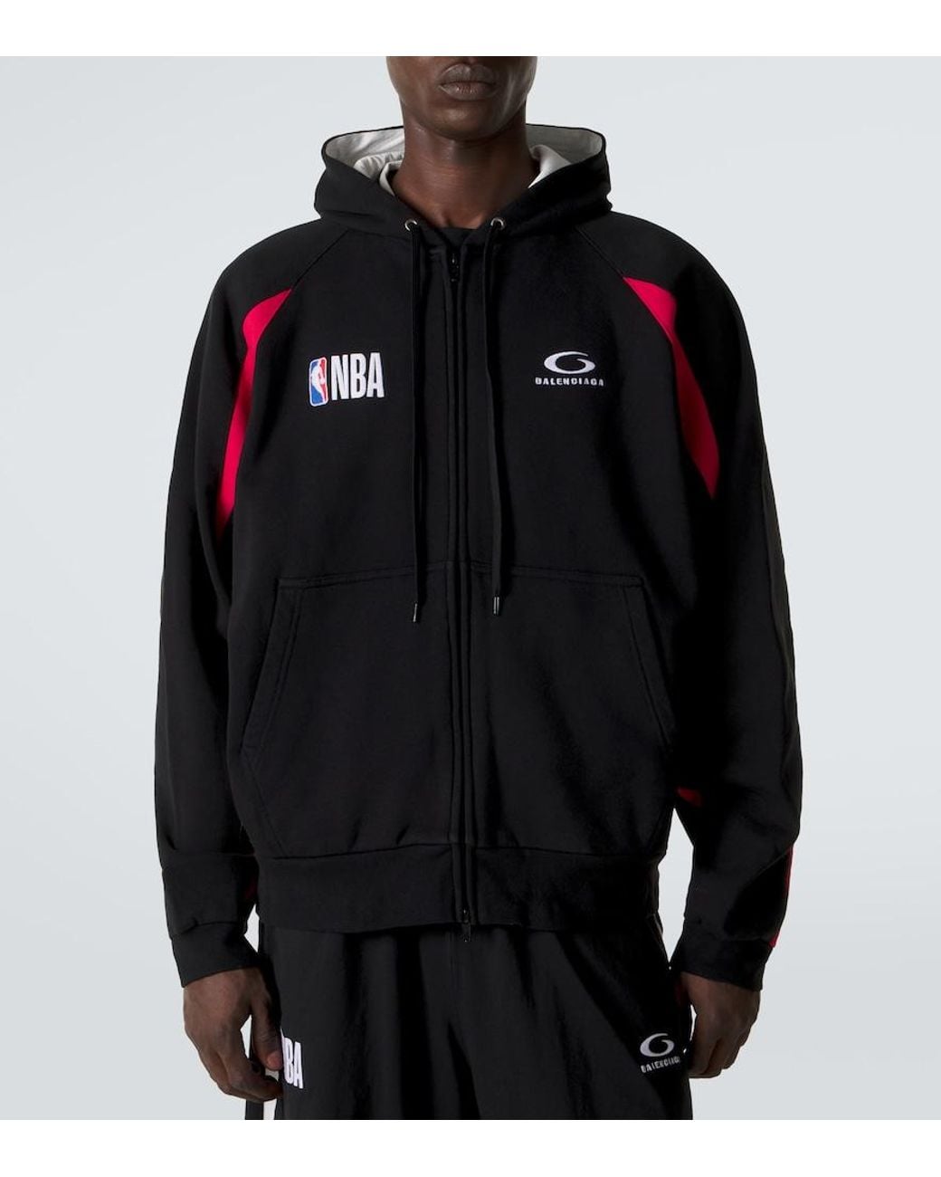 Balenciaga Blue X Nba Logo Cotton Fleece Hoodie for men