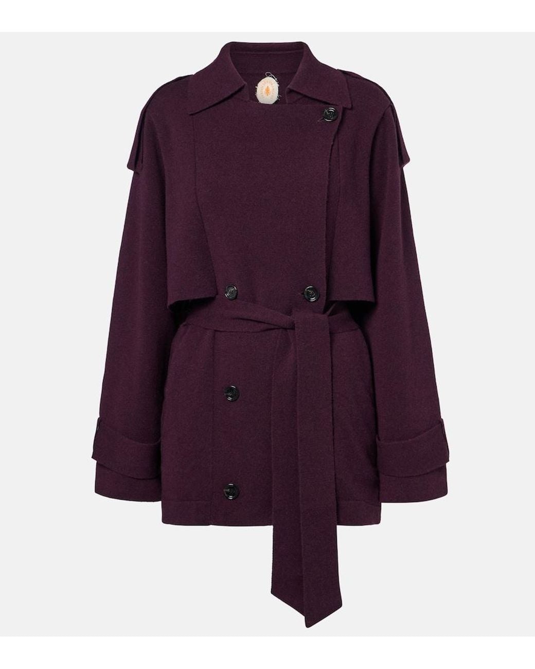 Jardin Des Orangers Purple Cropped Wool And Cashmere Trench Coat