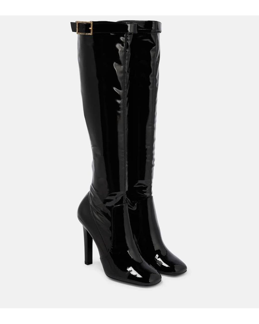 Saint Laurent Elle 105 Embellished Knee high Boots in Black Lyst