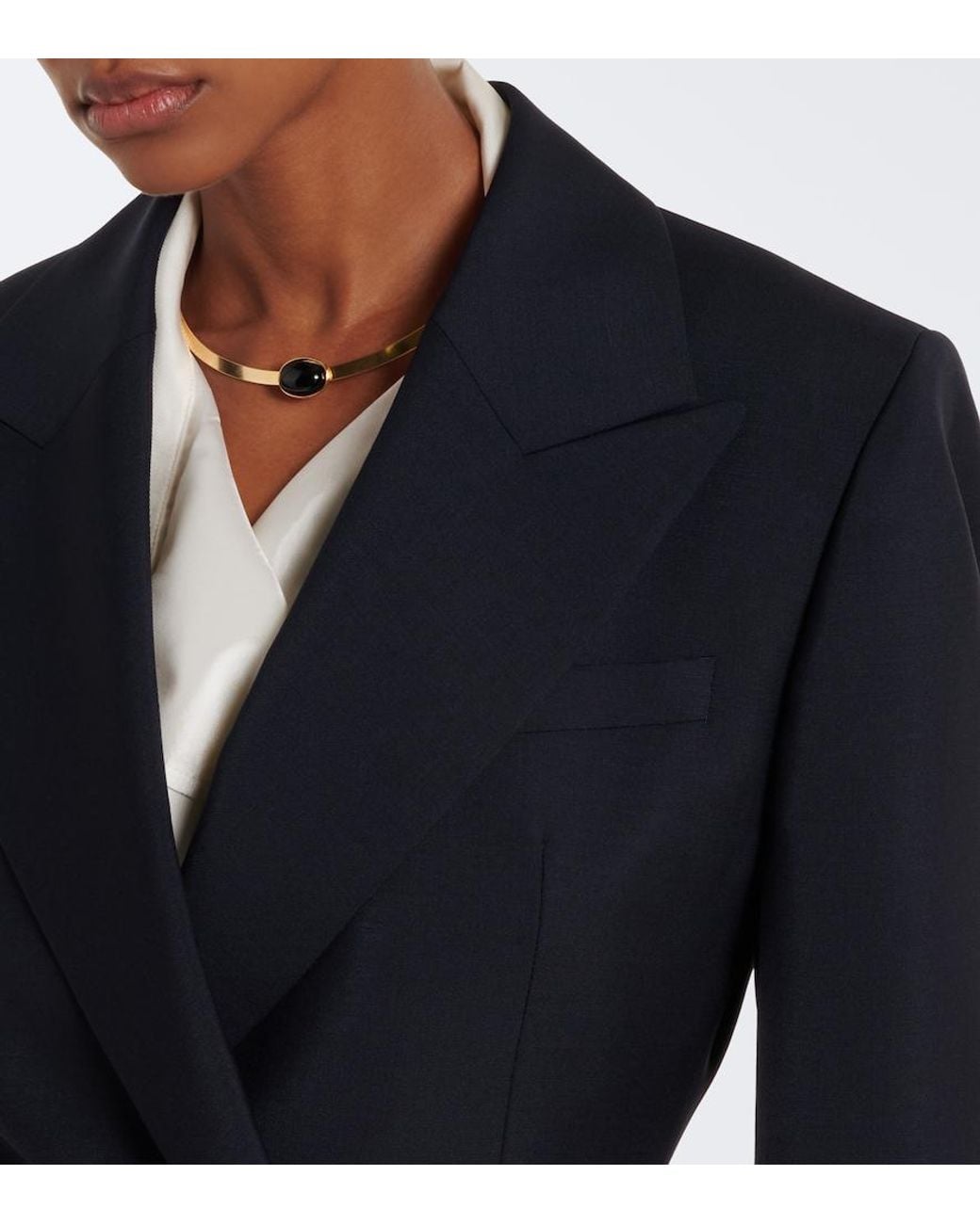 Rohe Blue Double-Breasted Wool And Mohair Blazer