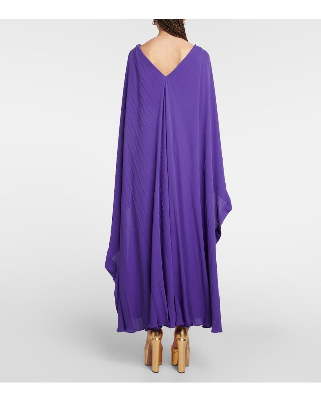 Valentino Purple Pleated Silk Gown