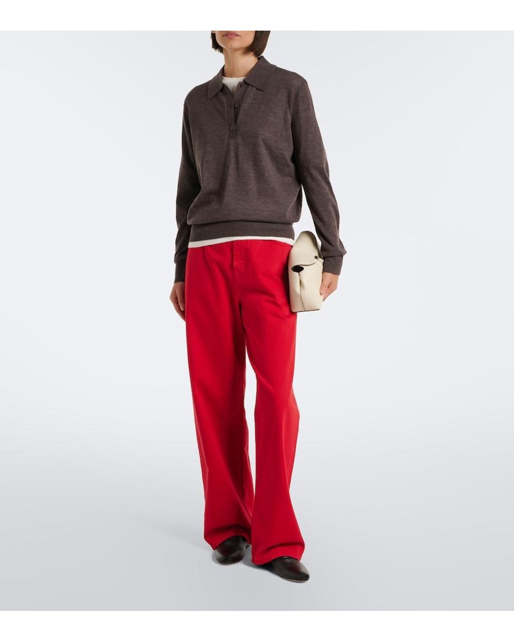 Loulou de Saison Gray Miles Cashmere Polo Sweater