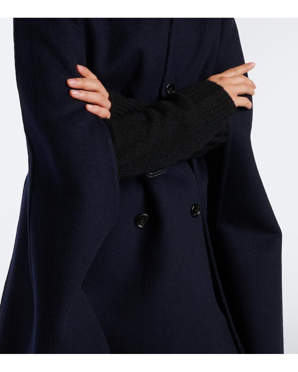 Burberry Blue Check Belted Wool Cape