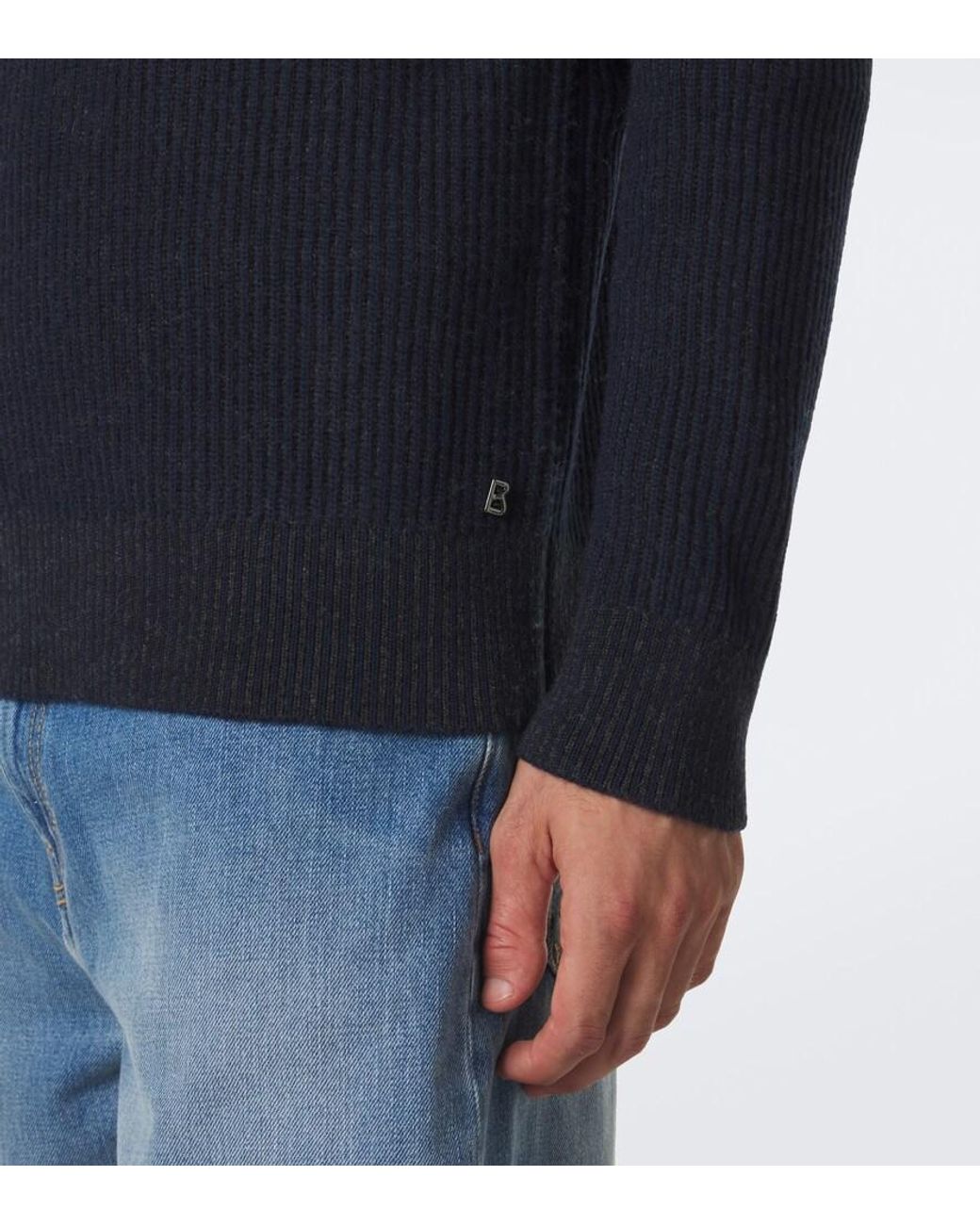 Bogner Blue Dwayne Wool And Cashmere Half-Zip Sweater for men