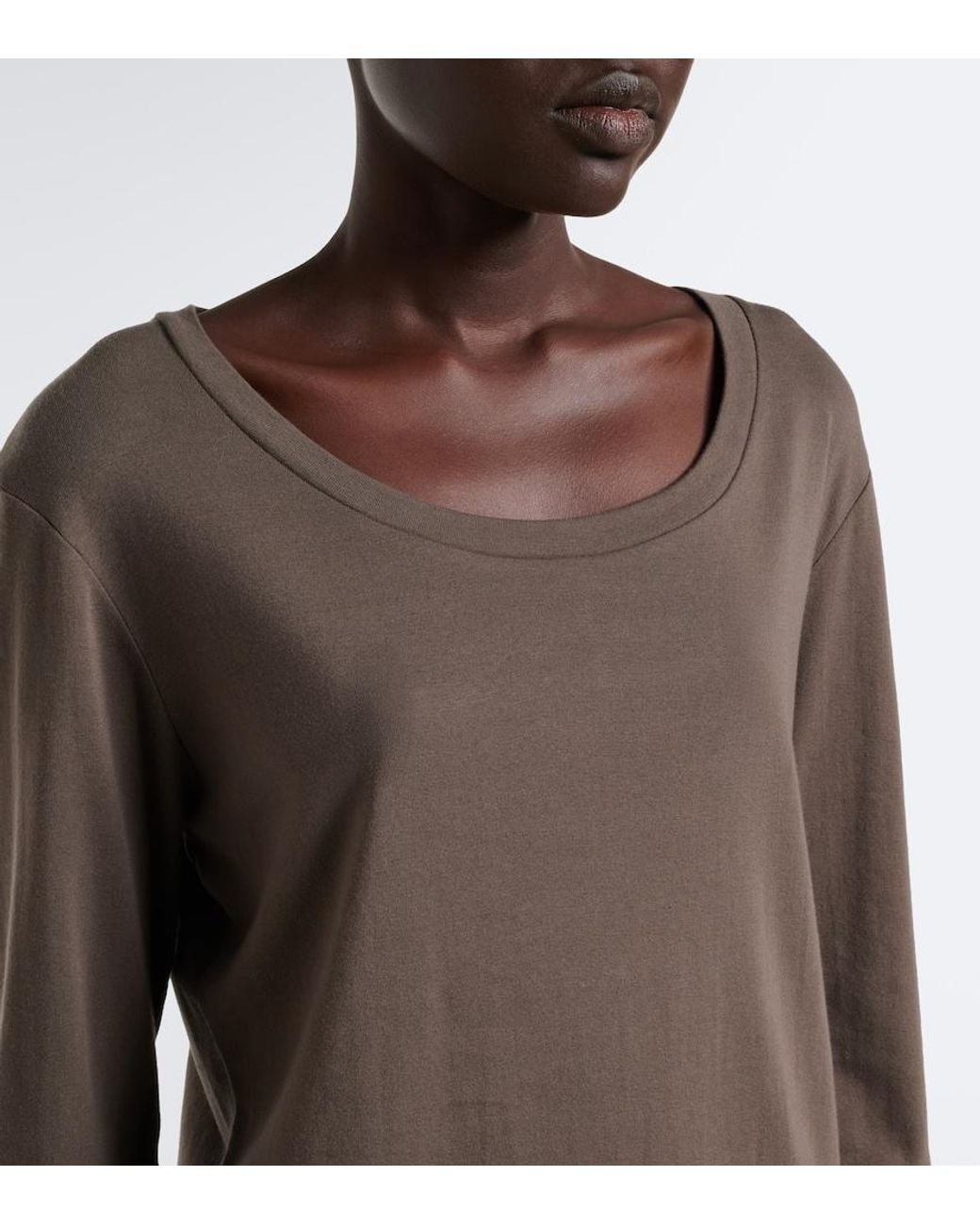 The Row Brown Kalto Cotton Jersey Top