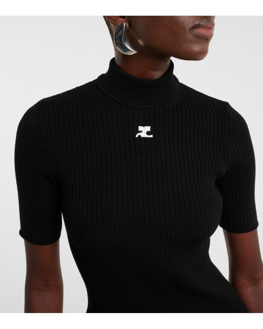 Courreges Black Reedition Ribbed-Knit Top