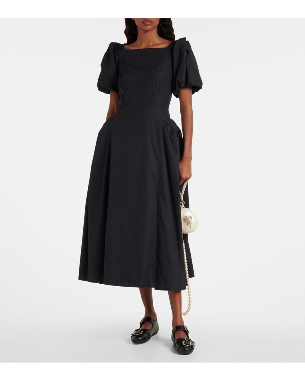 Simone Rocha Black Buckle Ballerina Leather Ballet Flats